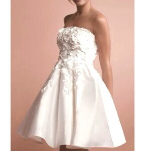 Calvin Klein Strapless Confetti and Beaded Little White Dress Mini Dress